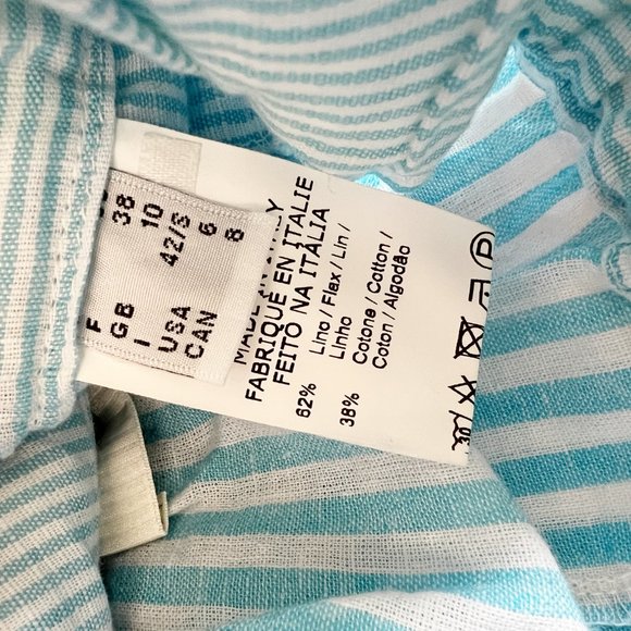 New Linen European High Rise Shorts Casual Summer Elastic Waisted Made In Italy - Picture 10 of 12